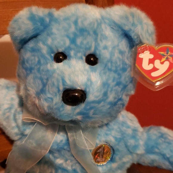 Beanie Baby 15" Buddy Bear Classy Blue Rose Ty Won Title "The People's Beanie" - Picture 3 of 8